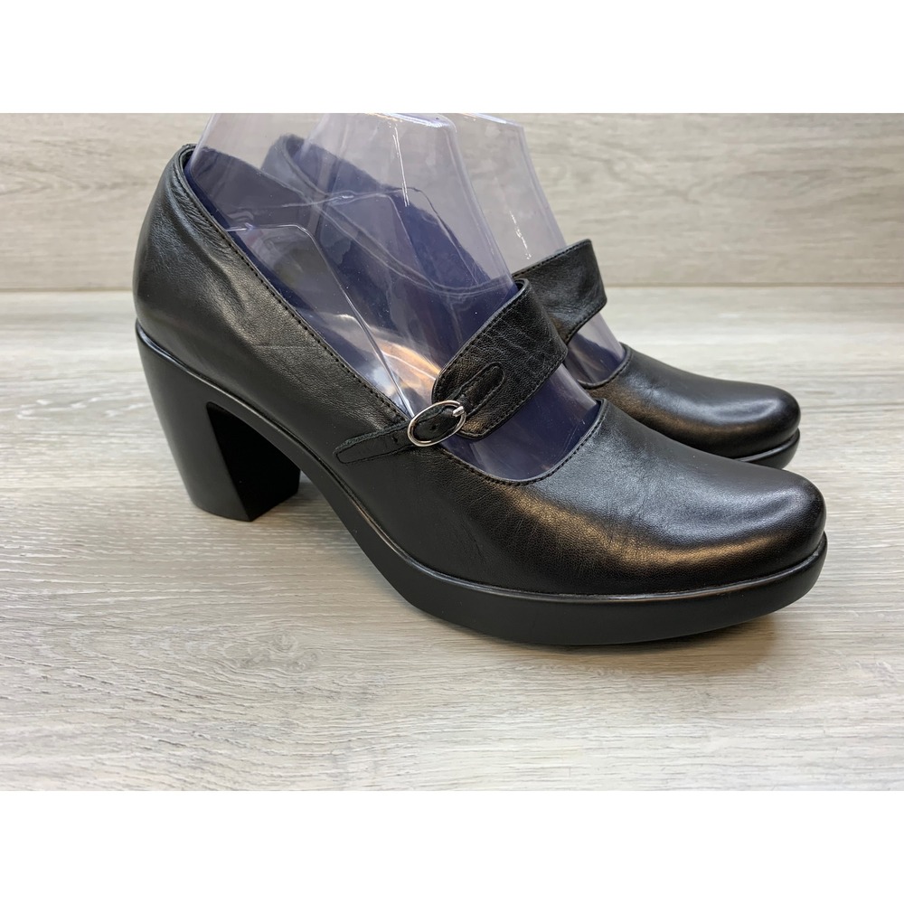 Dansko Black Leather Mary Jane Pumps Block Heel Round Toe Shoes Women's 8